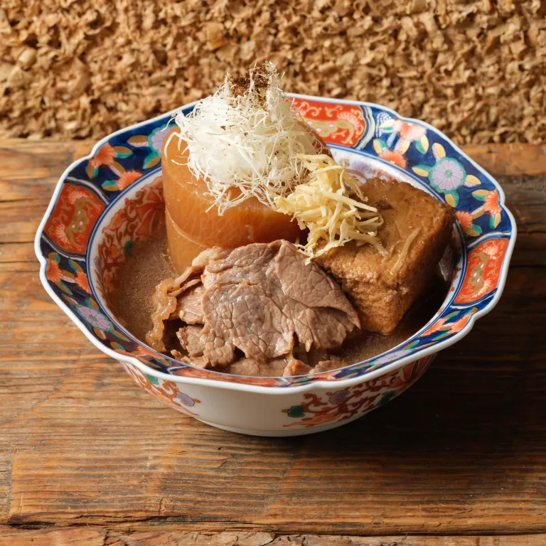 能登牛と染み大根と揚げ出汁豆富